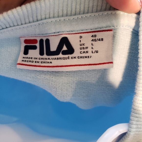 Fila Baby Blue Long Sleeve Pullover Sweatshirt Women's Large Pockets Athleisure - Picture 3 of 9
